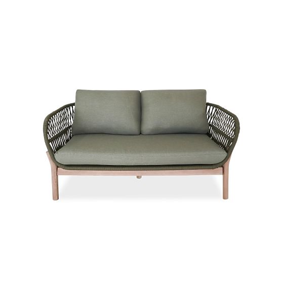 Set mobilier de grădină Fiorentino aspect de tec, împletit, lemn de acacia deschis FSC, verde, rotun
