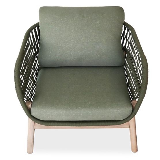 Set mobilier de grădină Fiorentino aspect de tec, împletit, lemn de acacia deschis FSC, verde, rotun