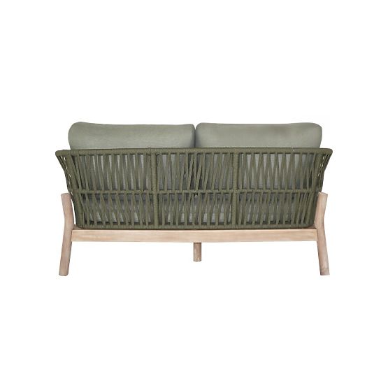 Set mobilier de grădină Fiorentino aspect de tec, împletit, lemn de acacia deschis FSC, verde, rotun