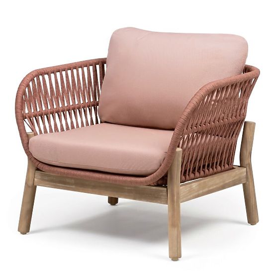 Set mobilier de grădină Fiorentino aspect de tec, împletitură, lemn de acacia deschis FSC, teracotă,