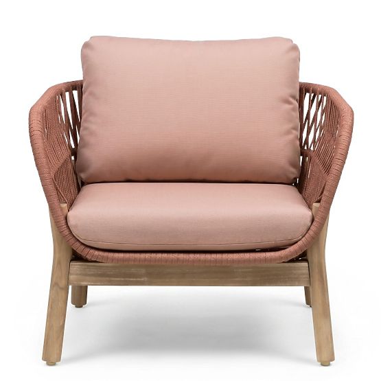 Set mobilier de grădină Fiorentino aspect de tec, împletitură, lemn de acacia deschis FSC, teracotă,