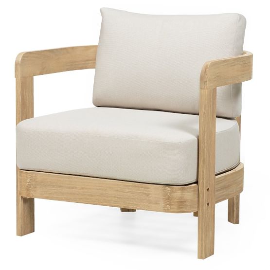 Set mobilier de grădină Japandi lemn de acacia FSC, aspect de tec, bej deschis, rotunjit