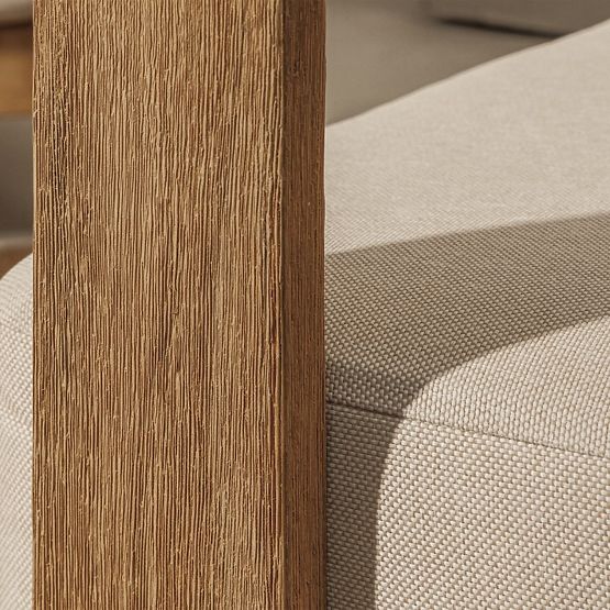 Set mobilier de grădină Japandi lemn de acacia FSC, aspect de tec, bej deschis, rotunjit