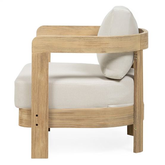 Set mobilier de grădină Japandi lemn de acacia FSC, aspect de tec, bej deschis, rotunjit