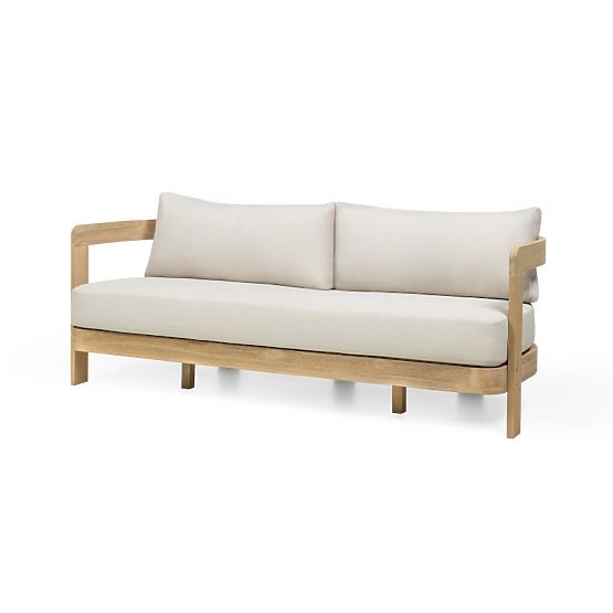 Set mobilier de grădină Japandi lemn de acacia FSC, aspect de tec, bej deschis, rotunjit