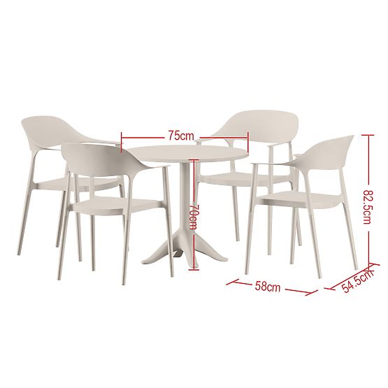 Set mobilier de grădină (masă rotundă + 4 scaune) VITA bej