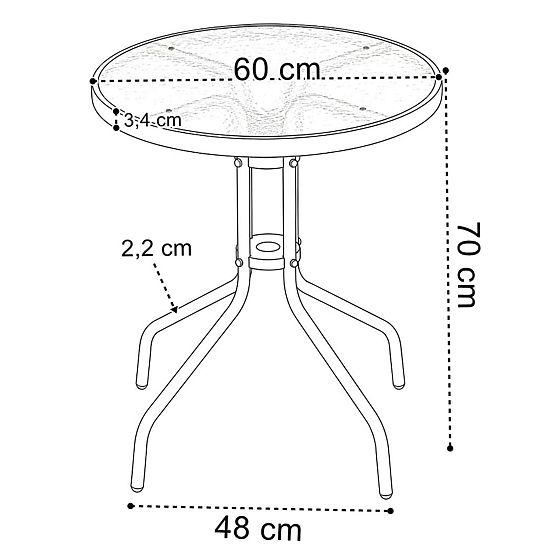 Set mobilier de grădină PALMA masă + 2 scaune