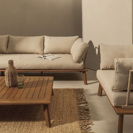 Set mobilier de grădină Penne lemn de eucalipt FSC, aluminiu, bej