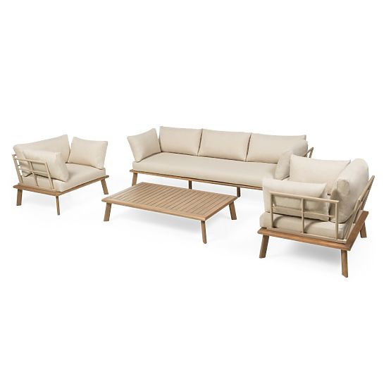 Set mobilier de grădină Penne lemn de eucalipt FSC, aluminiu, bej
