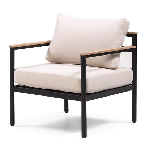 Set mobilier de grădină Porticello, aluminiu, lemn de salcâm FSC, aspect de tec, bej/negru