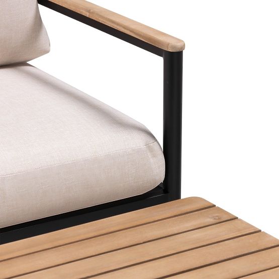 Set mobilier de grădină Porticello, aluminiu, lemn de salcâm FSC, aspect de tec, bej/negru