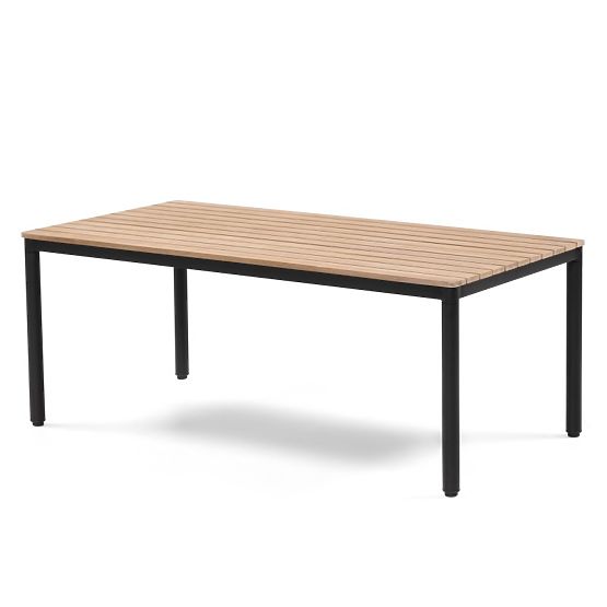 Set mobilier de grădină Porticello, aluminiu, lemn de salcâm FSC, aspect de tec, bej/negru