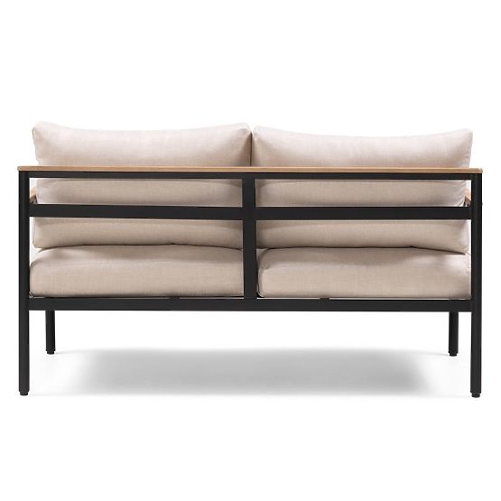 Set mobilier de grădină Porticello, aluminiu, lemn de salcâm FSC, aspect de tec, bej/negru