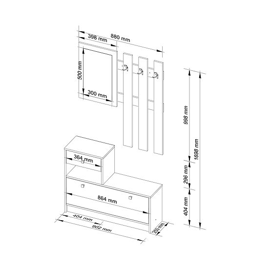 SET MOBILIER PENTRU HOL ALB