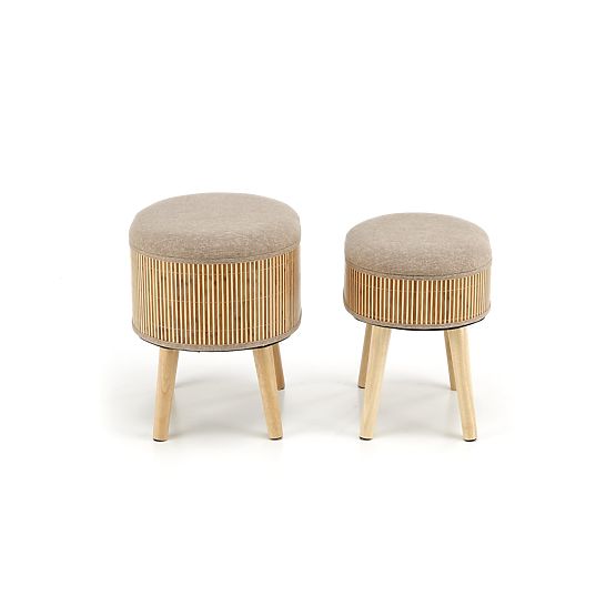 Set TICO de 2 taburete cu spațiu de depozitare, bej
