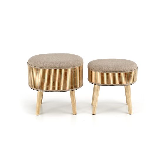 Set TICO de 2 taburete cu spațiu de depozitare, bej