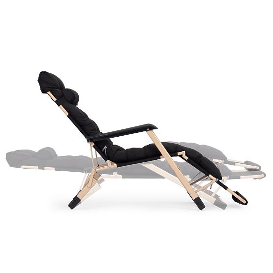 Șezlong de grădină 2 în 1 cu pernă, suport pentru picioare reglabil, negru, cadru auriu MultiGarden