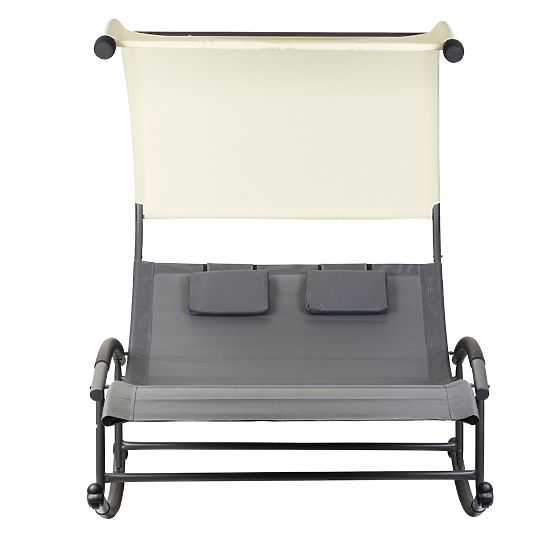 Șezlong de grădină cu baldachin și leagăn