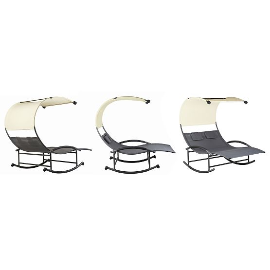 Șezlong de grădină cu baldachin și leagăn