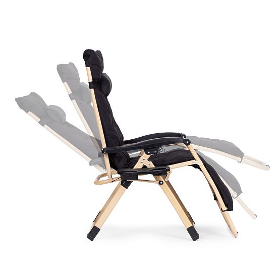 Șezlong de grădină cu pernă și spătar reglabil negru cu cadru auriu MultiGarden