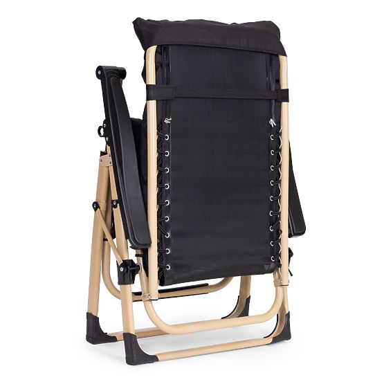 Șezlong de grădină cu pernă și spătar reglabil negru cu cadru auriu MultiGarden