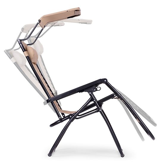 Șezlong de grădină cu spătar reglabil și copertină mobilă Modernhome - bej