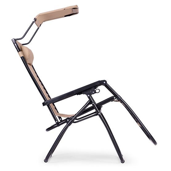 Șezlong de grădină cu spătar reglabil și copertină mobilă Modernhome - bej