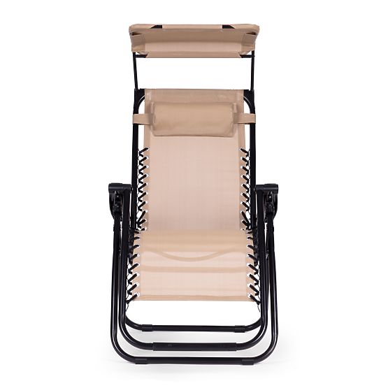 Șezlong de grădină cu spătar reglabil și copertină mobilă Modernhome - bej
