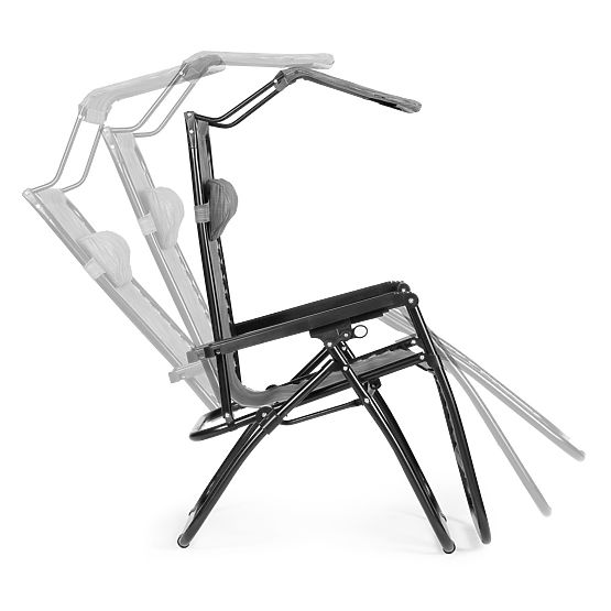 Șezlong de grădină cu spătar reglabil și copertină mobilă Modernhome - gri