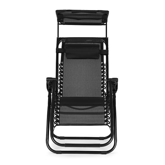 Șezlong de grădină cu spătar reglabil și copertină mobilă Modernhome - negru