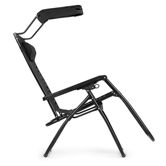 Șezlong de grădină cu spătar reglabil și copertină mobilă Modernhome - negru