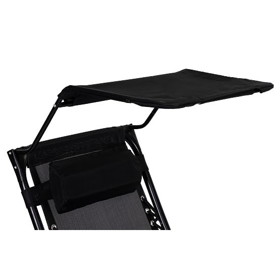 Șezlong de grădină cu spătar reglabil și copertină mobilă Modernhome - negru