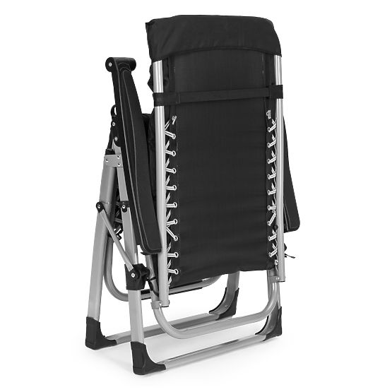 Șezlong de grădină cu spătar reglabil și pernă + suport pentru cap negru MultiGarden