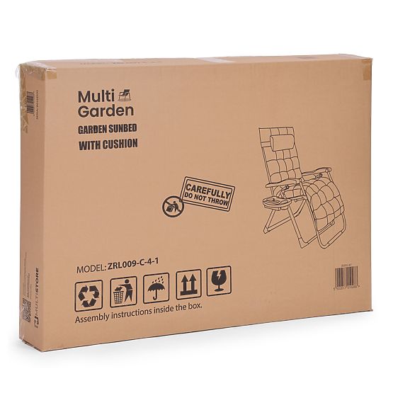 Șezlong de grădină cu spătar reglabil și pernă + suport pentru cap negru MultiGarden