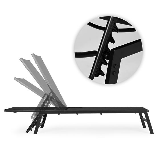 Șezlong de grădină cu spătar reglabil, structură din oțel, negru MultiGarden