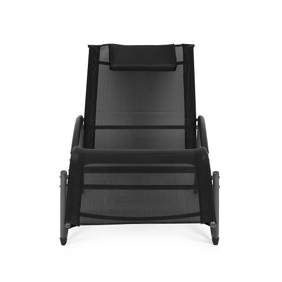 Șezlong de grădină cu suport pentru cap, structură din oțel, negru MultiGarden