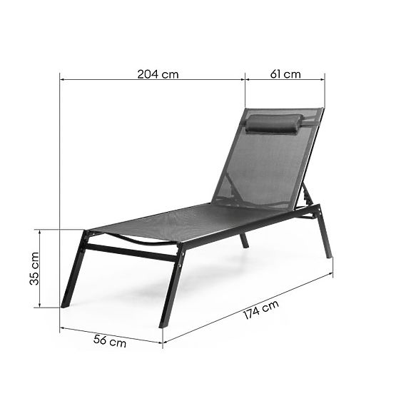 Șezlong de grădină Paraiso reglabil, negru/grafit