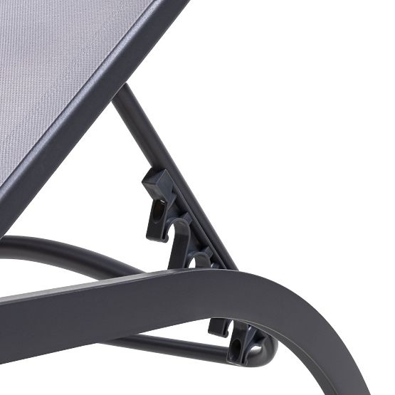 Șezlong de grădină Sandy reglabil, gri/gri închis