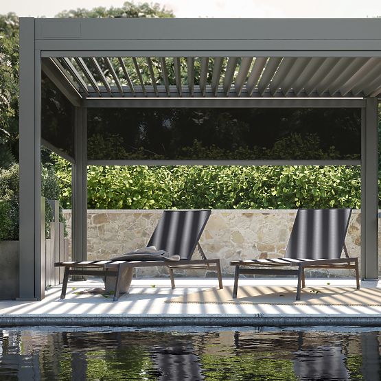 Șezlong de grădină Shelly reglabil, din aluminiu, grafit