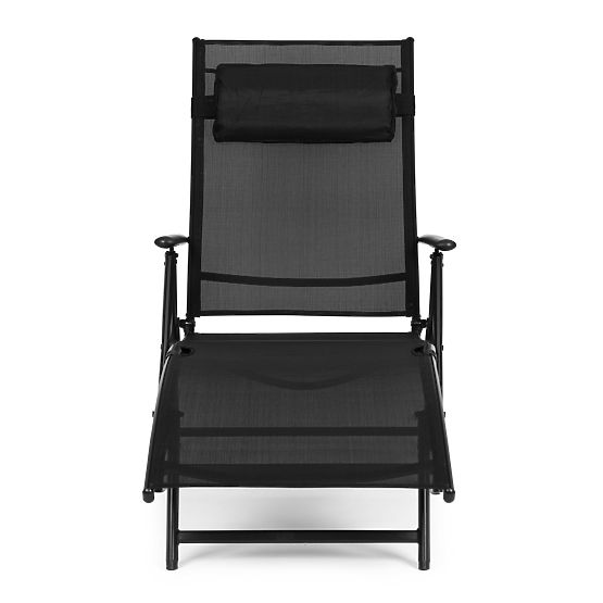 Șezlong pliabil de grădină pentru plajă cu spătar reglabil, construcție din oțel ModernHome