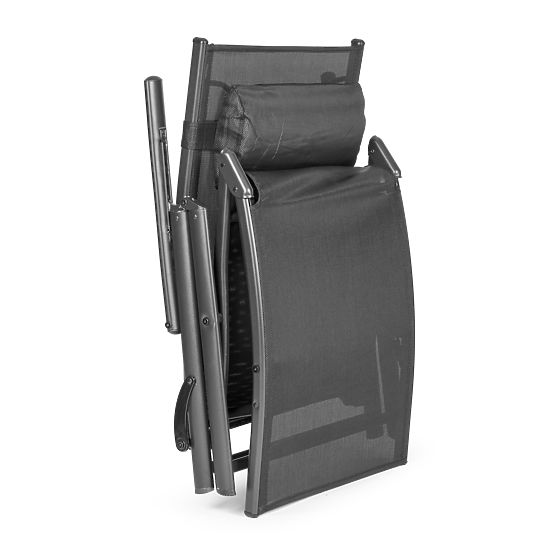 Șezlong pliabil de grădină pentru plajă cu spătar reglabil, structură din oțel, gri MultiGarden