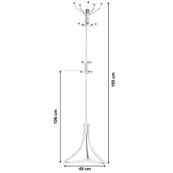Suport de haine cu 16 cârlige alb