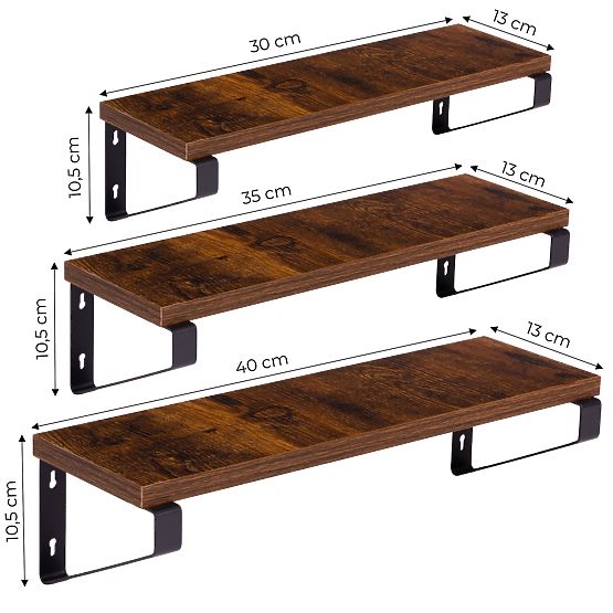 Suport de perete pentru flori cu 3 rafturi suspendate pentru flori decor loft ModernHome