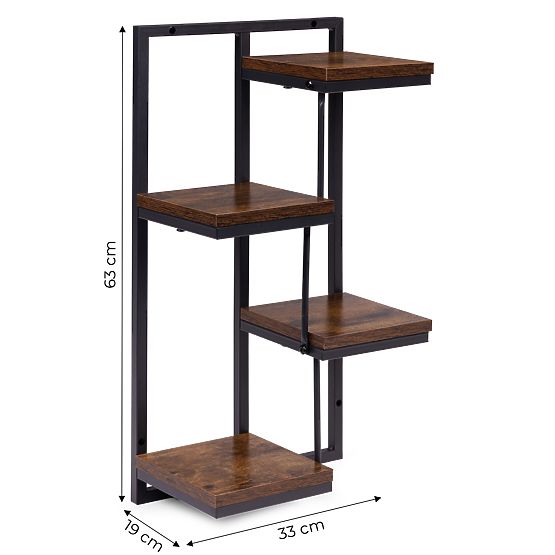 Suport de perete pentru flori, raft pentru flori, decor 4 niveluri loft ModernHome