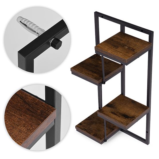 Suport de perete pentru flori, raft pentru flori, decor 4 niveluri loft ModernHome