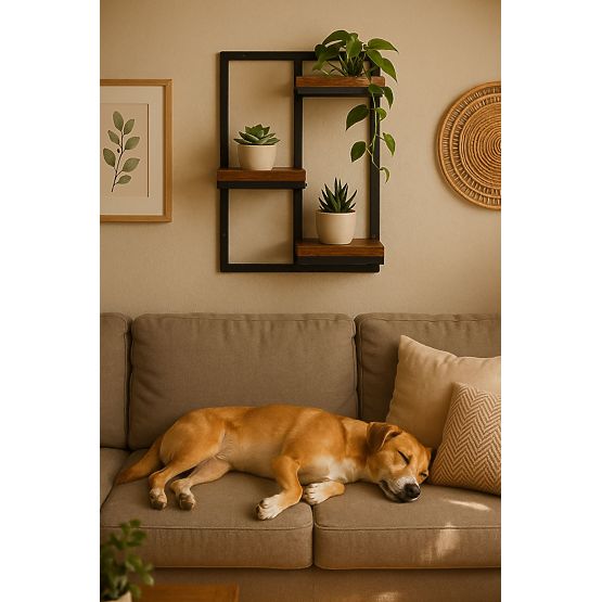 Suport de perete pentru flori, raft suspendat pentru flori, decor 3 niveluri loft ModernHome