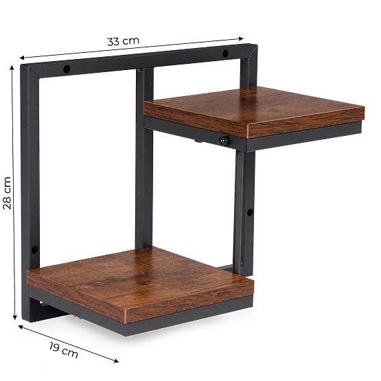 Suport de perete pentru flori, raft suspendat pentru flori și decorațiuni, 2 niveluri, loft ModernHo