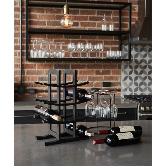 Suport de vin din bambus Todgar negru