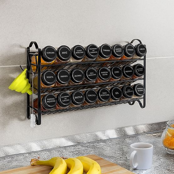 Suport etajat pentru condimente ENELDO 24 borcane + 72 etichete
