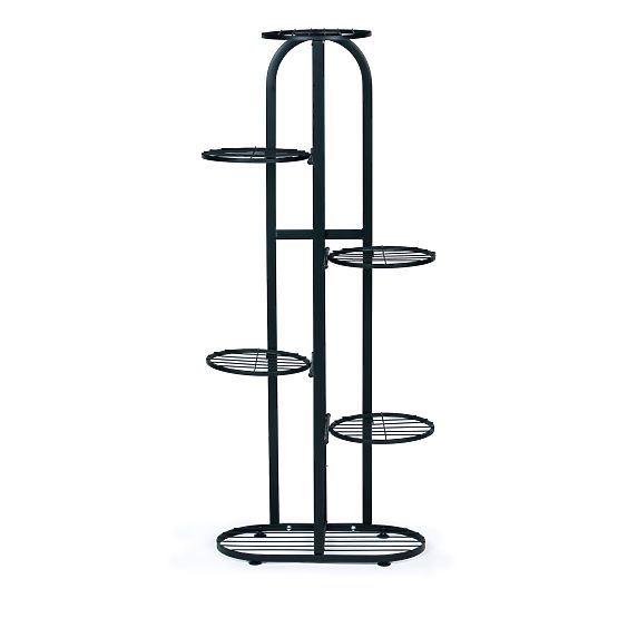 Suport modern din metal pentru flori cu 6 niveluri, negru